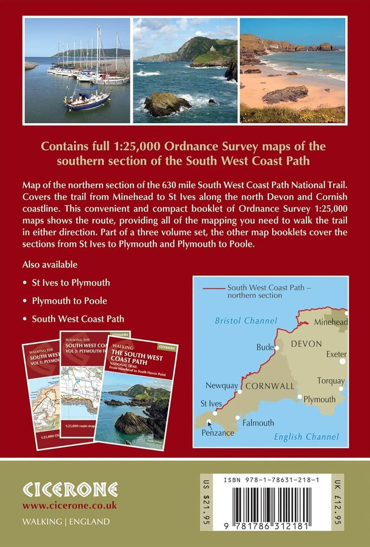 Livret de cartes (en anglais) - South West Coast Path - Vol.1 : Minehead to St Ives | Cicerone guide de randonnée Cicerone 