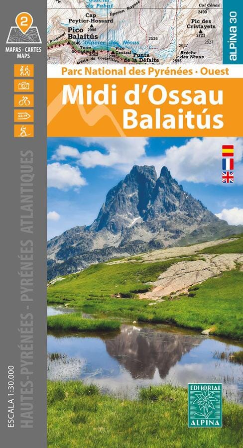 Lot de 2 cartes de randonnée - Midi d'Ossau, Balaitus (Parc national des Pyrénées Ouest) | Alpina carte pliée Editorial Alpina 