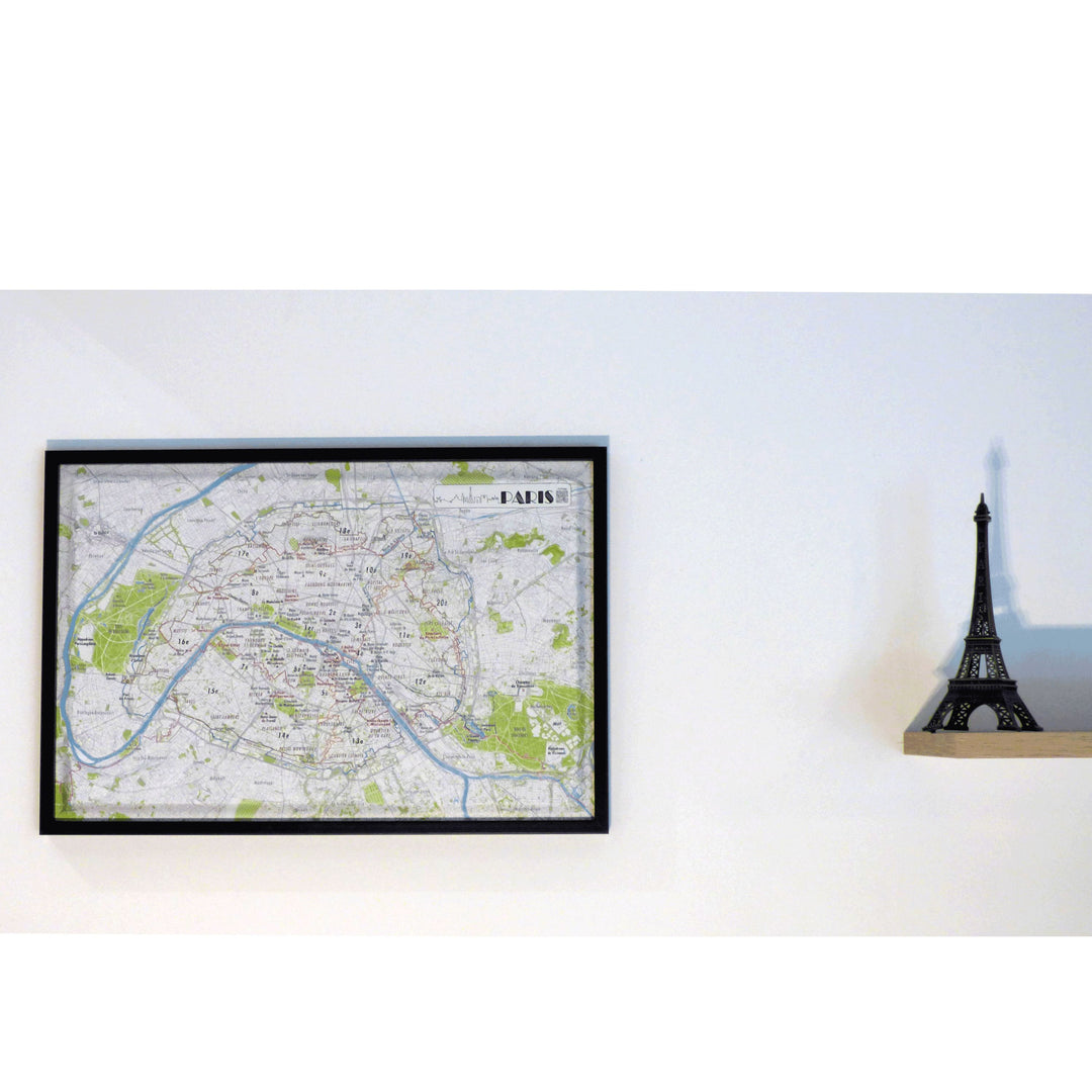 Plan mural en relief - Paris - 61 cm x 41 cm | 3D Map carte relief 3D Map 