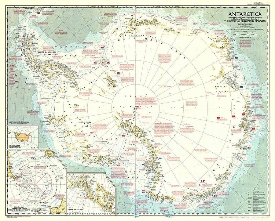 1957 Antarctica Map Wall Map 