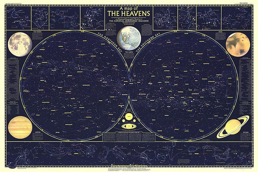 1957 Heavens Wall Map 