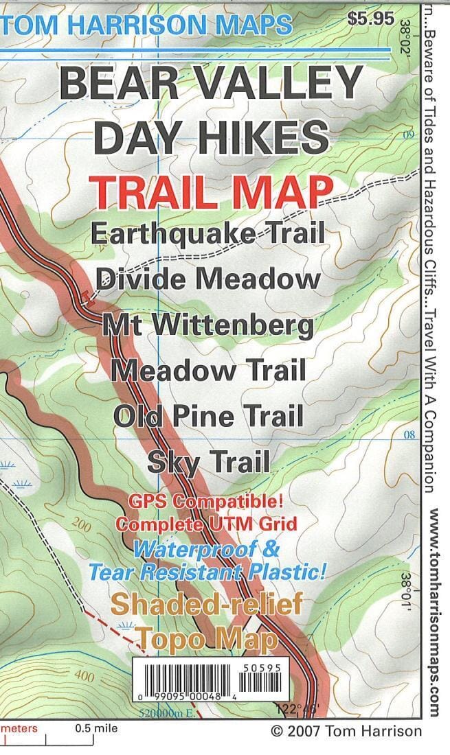 Bear Valley Day Hikes Trail Map | Tom Harrison Maps Hiking Map 