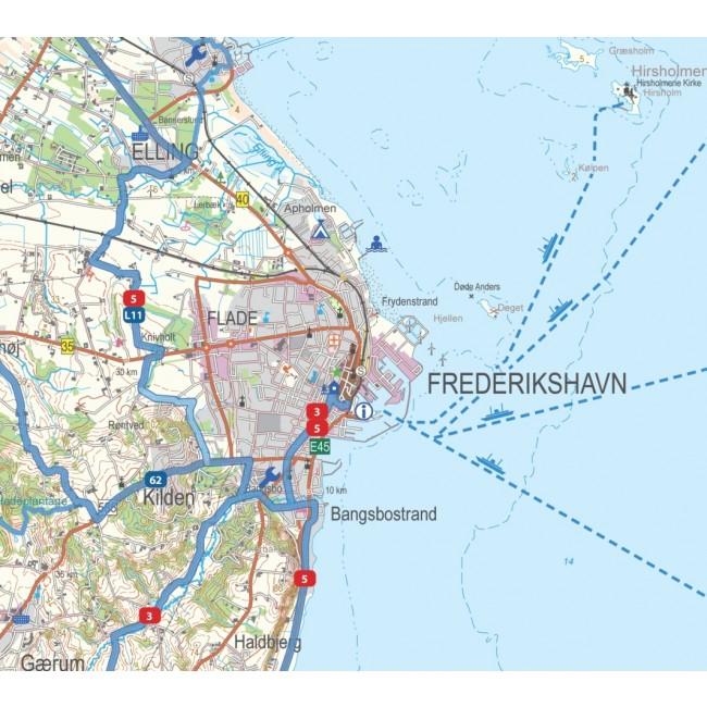 Carte cycliste du Danemark n° 5 - Jutland Nord | Nordisk Korthandel carte pliée Scanmaps 