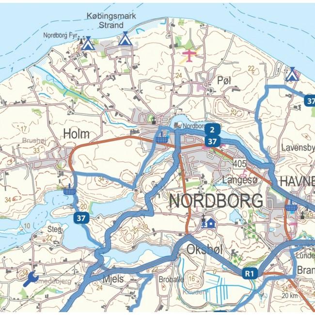 Carte cycliste du Danemark n° 7 - Jutland Sud | Nordisk Korthandel carte pliée Scanmaps 