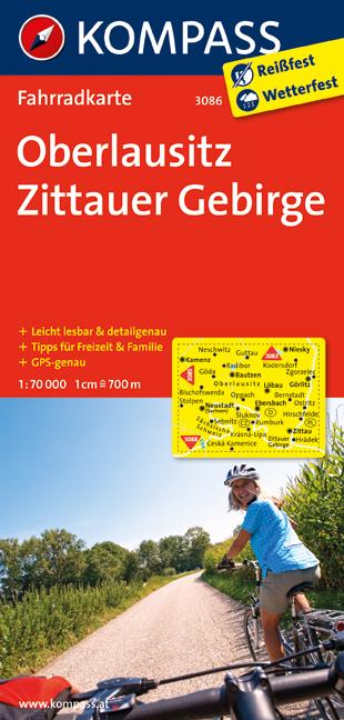 Carte cycliste n° F3086 - Oberlausitz, Zittauer Gebirge (Allemagne) | Kompass carte pliée Kompass 