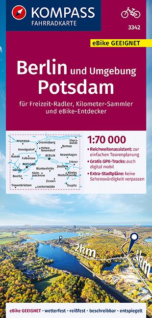 Carte cycliste n° F3342 - Berlin & environs, Potsdam (Allemagne) | Kompass carte pliée Kompass 