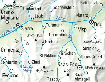 Carte cycliste n° VK.21 - Oberwallis, Rhônetal (Suisse) | Kümmerly & Frey carte pliée Kümmerly & Frey 