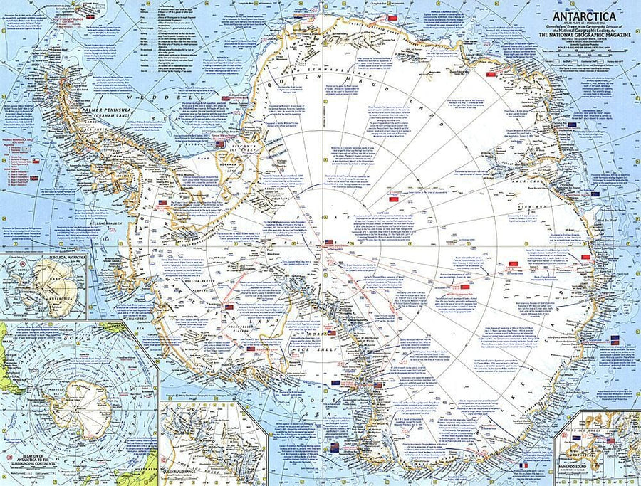 1963 Antarctica Map Wall Map 