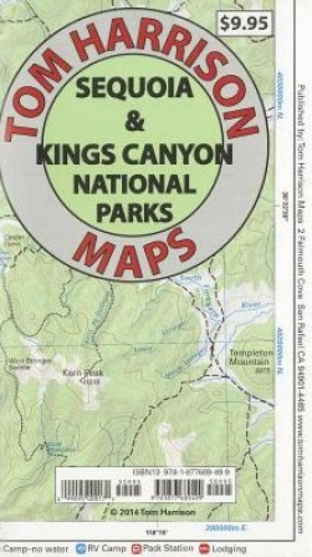 Sequoia and Kings Canyon National Parks Recreation Map by Tom Harrison Maps