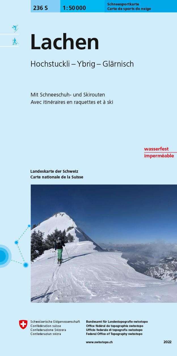 Carte de randonnée à ski n° 236S - Lachen, Rigi, Ybrig, Glärnisch (Suisse) | Swisstopo - ski au 1/50 000 carte pliée Swisstopo 