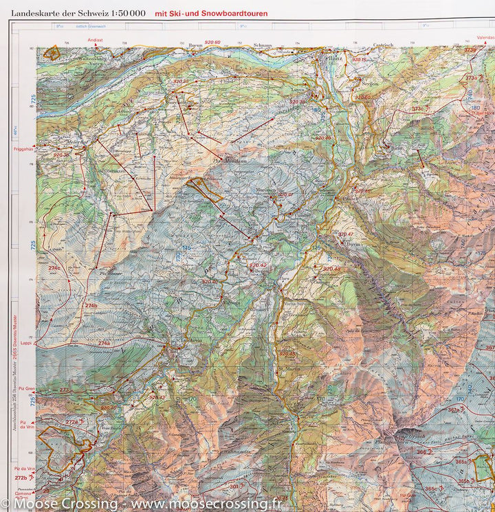 Carte de Safiental (Ilanz, Vals, Heizenberg), Suisse | Swisstopo - La Compagnie des Cartes