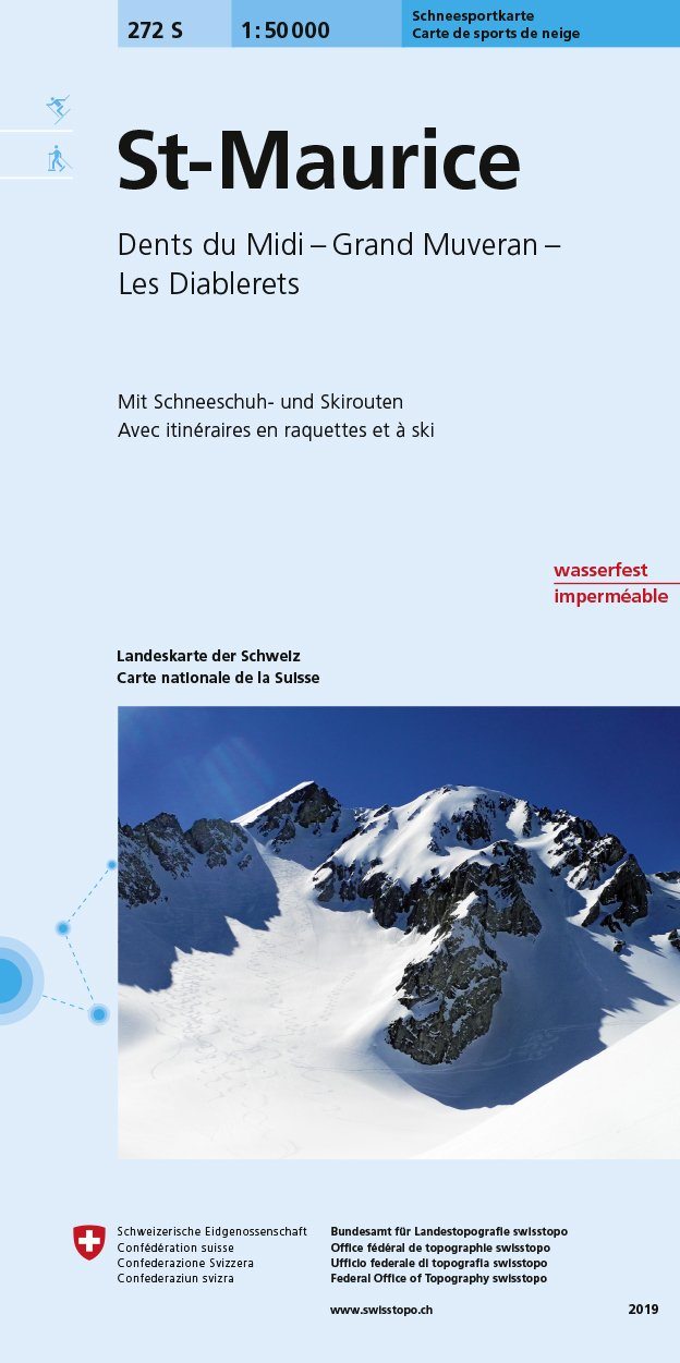 Carte de randonnée à ski n° 272S - St-Maurice (Suisse) | Swisstopo - ski au 1/50 000 carte pliée Swisstopo 