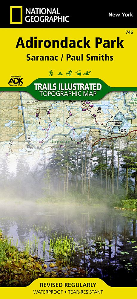 Carte de randonnée - Adirondack Park - Saranac, Paul Smiths (New York), n° 746 | National Geographic carte pliée National Geographic 