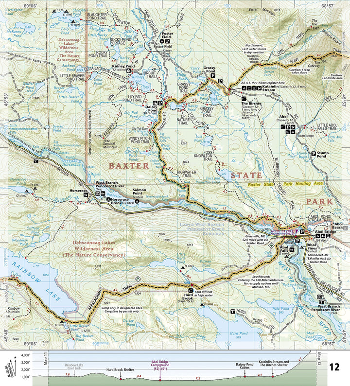Carte de randonnée de l'Appalachian Trail - Pleasant Pond to Katahdin (Maine) - n° 1513 | National Geographic carte pliée National Geographic 