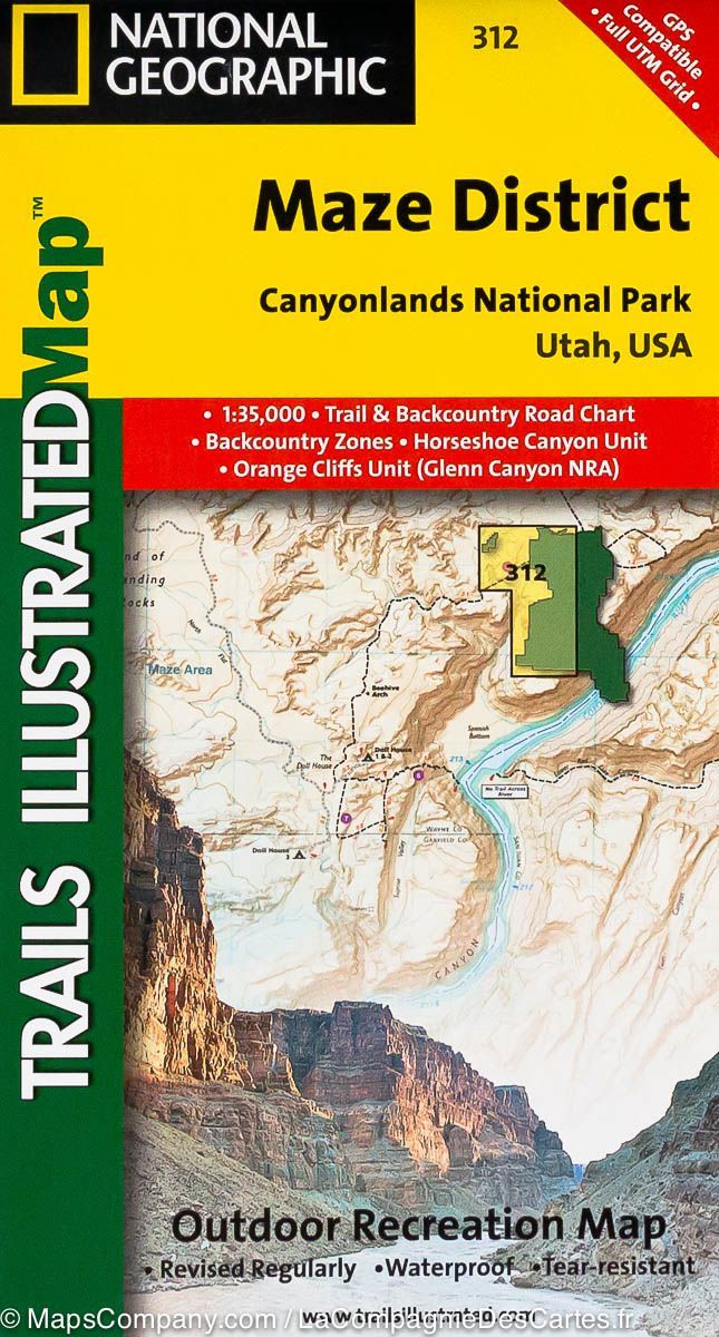 Carte de randonnée de Maze District (Parc National de Canyonlands, Utah) | National Geographic - La Compagnie des Cartes