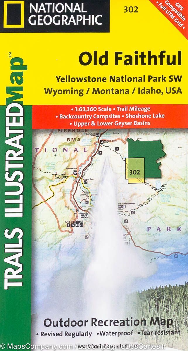 Carte de randonnée de Old Faithful (Parc National de Yellowstone, USA) | National Geographic - La Compagnie des Cartes