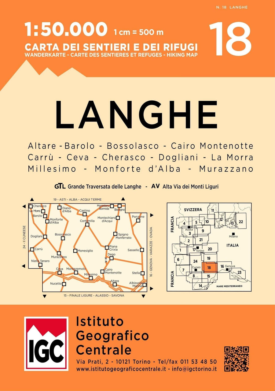Langhe Meridionali hiking map | Istituto Geografico Centrale Hiking Map 