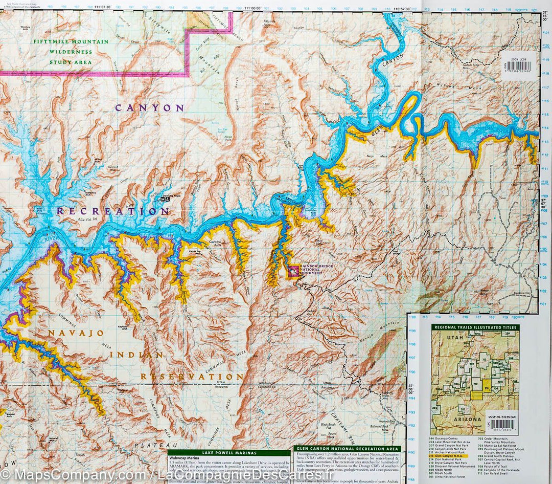 Carte de randonnée du Parc de Glen Canyon (Utah, Arizona) | National Geographic - La Compagnie des Cartes