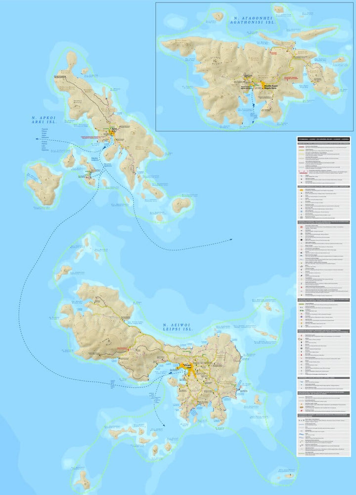 Carte de randonnée - Ile d'Arki, Lipsi et Aghathonisi (Grèce) | Terrain Cartography carte pliée Terrain Cartography 