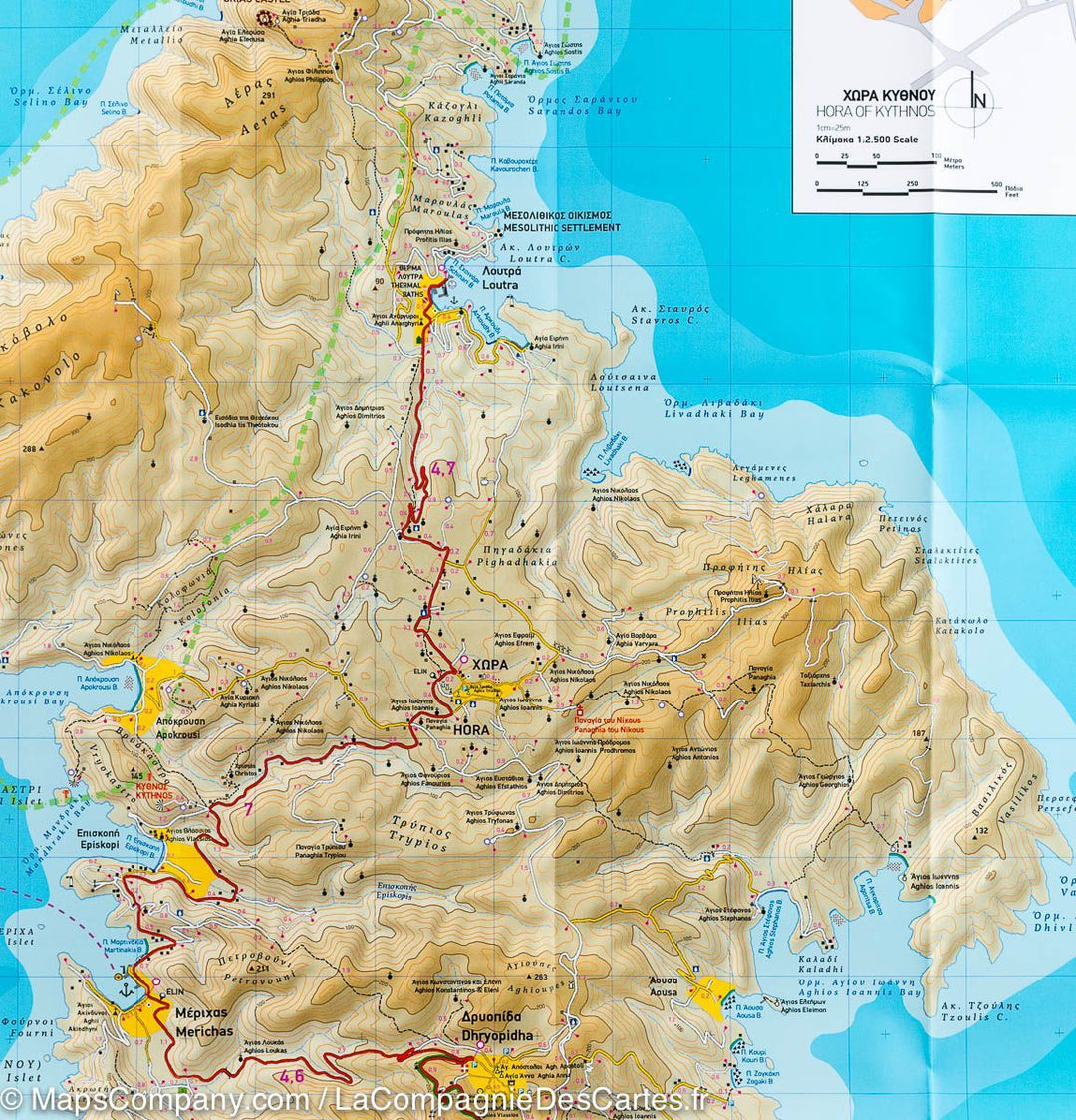 Carte de randonnée - Ile de Kythnos (Grèce) | Terrain Cartography carte pliée Terrain Cartography 