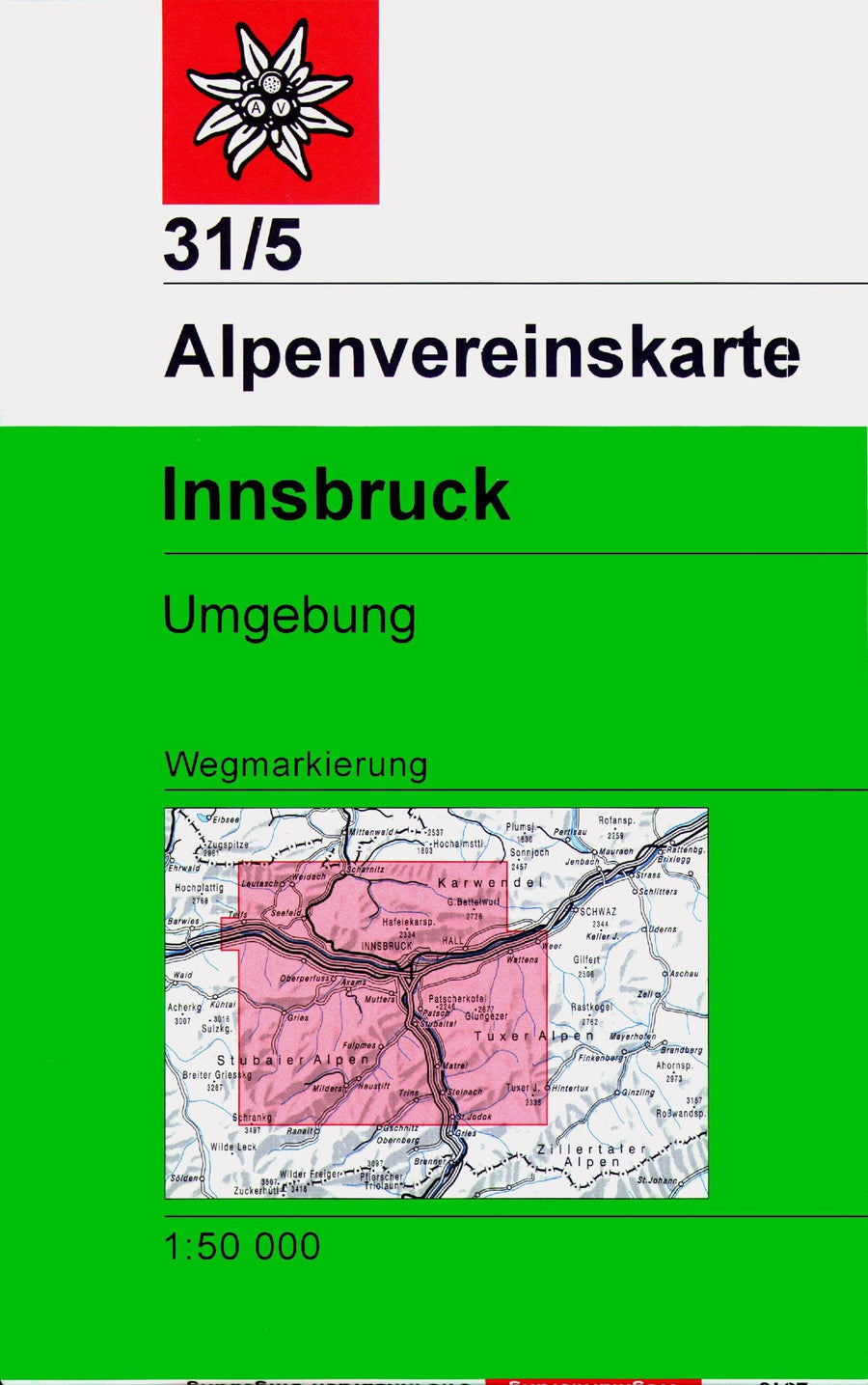 Carte de randonnée - Innsbruck & environs, n° 31/5 (Alpes autrichiennes) | Alpenverein carte pliée Alpenverein 