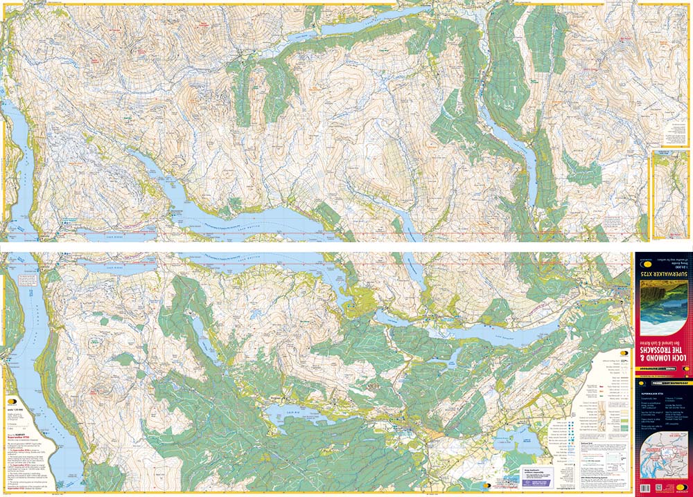 Carte de randonnée - Loch Lomond & The Trossachs XT25 | Harvey Maps - Superwalker maps carte pliée Harvey Maps 