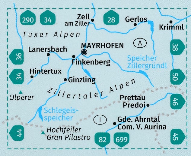 Carte de randonnée n° 037 - Zillertaler Alpen, Tuxer Alpen (Autriche) | Kompass carte pliée Kompass 