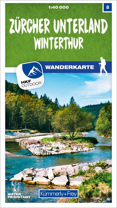 Carte de randonnée n° 08 - Zürcher Unterland, Winterthur (Suisse) | Kümmerly & Frey-1/40 000 carte pliée Kümmerly & Frey 