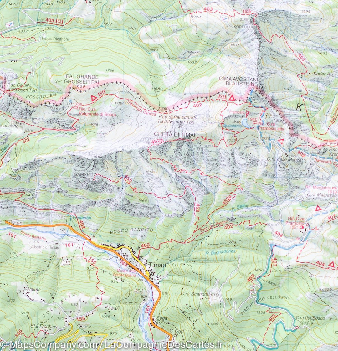 Carte de randonnée n° 9 d&rsquo;Alpi Carniche (Alpes Carniques, Italie) | Tabacco - La Compagnie des Cartes