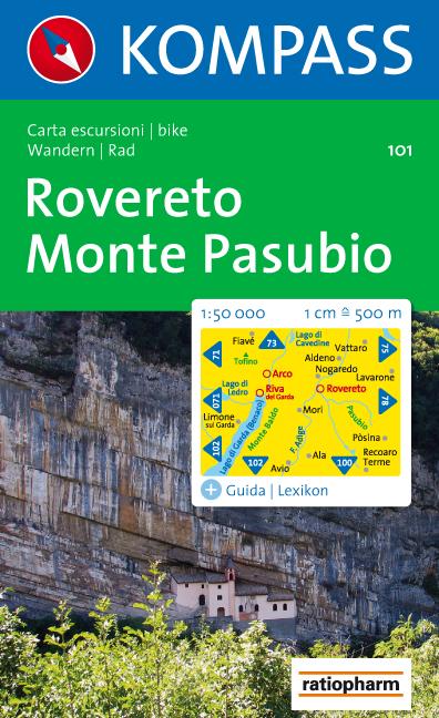 Carte de randonnée n° 101 - Rovereto, Monte Pasubio (Italie) | Kompass carte pliée Kompass 