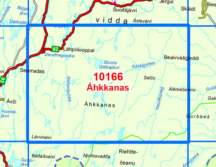 Carte de randonnée n° 10166 - Ahkkanas (Norvège) | Nordeca - Norge-serien carte pliée Nordeca 