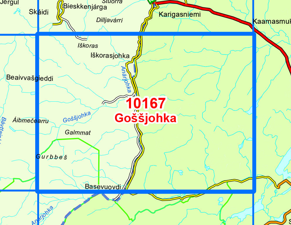 Carte de randonnée n° 10167 - Gossjohka (Norvège) | Nordeca - Norge-serien carte pliée Nordeca 
