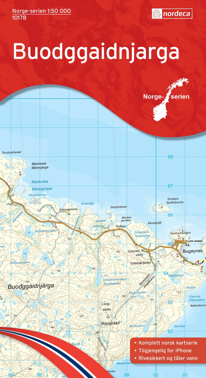 Carte de randonnée n° 10178 - Buodggaidnjarga (Norvège) | Nordeca - Norge-serien carte pliée Nordeca 