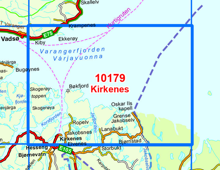 Carte de randonnée n° 10179 - Kirkenes (Norvège) | Nordeca - Norge-serien carte pliée Nordeca 