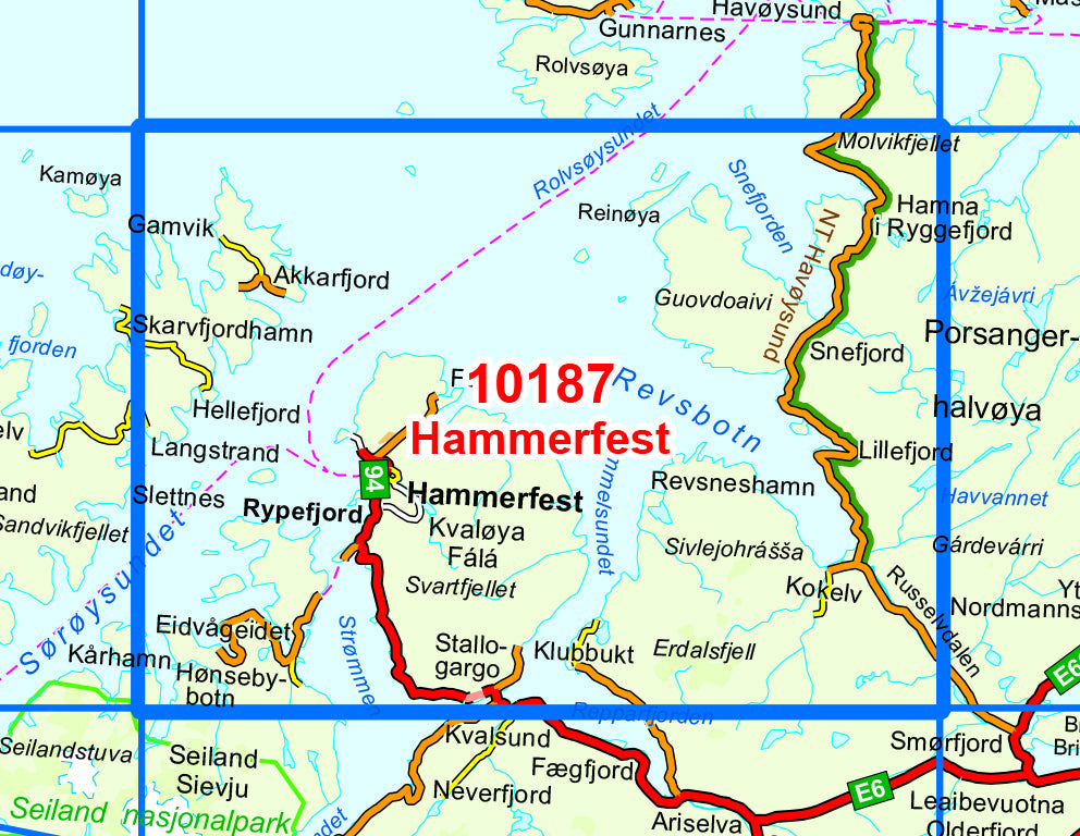 Carte de randonnée n° 10187 - Hammerfest (Norvège) | Nordeca - Norge-serien carte pliée Nordeca 