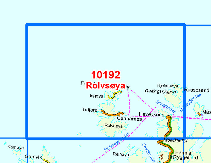 Carte de randonnée n° 10192 - Rolvsoya (Norvège) | Nordeca - Norge-serien carte pliée Nordeca 
