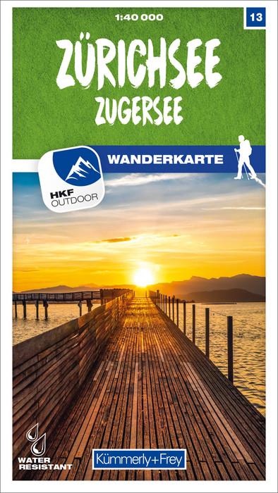 Carte de randonnée n° 13 - Zürichsee, Zugersee (Suisse) | Kümmerly & Frey-1/40 000 carte pliée Kümmerly & Frey 