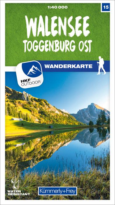 Carte de randonnée n° 15 - Walensee, Toggenburg-Ost (Suisse) | Kümmerly & Frey-1/40 000 carte pliée Kümmerly & Frey 