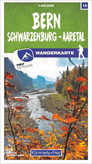 Carte de randonnée n° 18 - Bern, Schwarzenburg, Aaretal (Suisse) | Kümmerly & Frey-1/40 000 carte pliée Kümmerly & Frey 