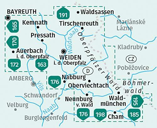Carte de randonnée n° 186 - Oberpfälzer Wald (Allemagne) | Kompass carte pliée Kompass 
