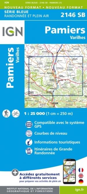 Carte de randonnée n° 2146 - Pamiers, Varilhes | IGN - Série Bleue carte pliée IGN 
