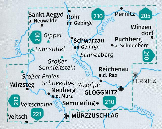 Carte de randonnée n° 228 - Wiener Hausberge, Schneeberg 2-Set + Naturführer (Autriche) | Kompass carte pliée Kompass 