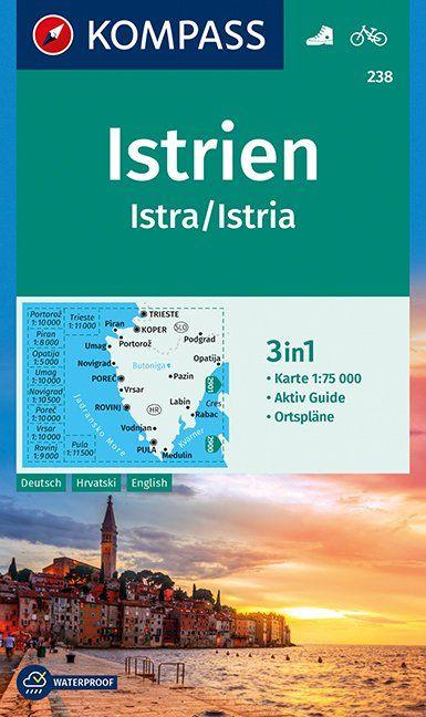 Carte de randonnée n° 238 - Istrie (Croatie) | Kompass carte pliée Kompass 