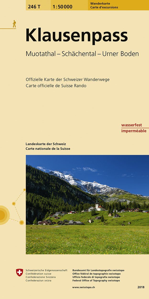 Carte de randonnée n° 246T - Klausenpass (Suisse) | Swisstopo - Excursions au 1/50 000 carte pliée Swisstopo 