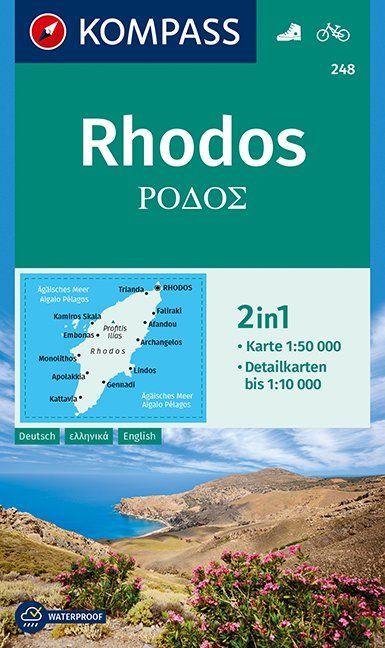 Carte de randonnée n° 248 - Rhodes | Kompass carte pliée Kompass 