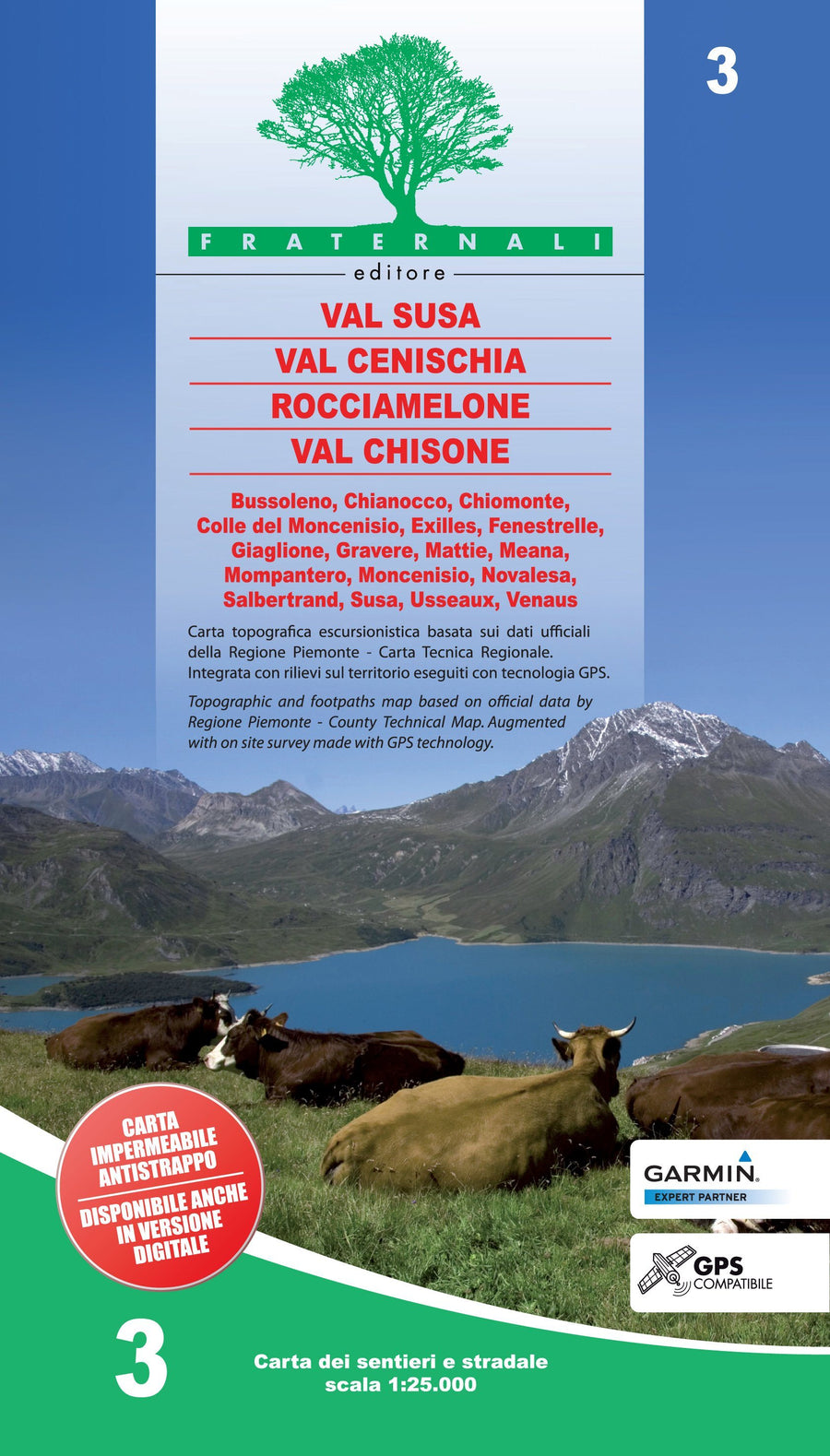 Carte de randonnée n° 25-03 - Val Susa, Val Cenischia, Rocciamelone, Val Chisone | Fraternali - 1/25 000 carte pliée Fraternali 