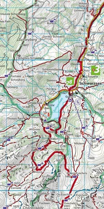 Carte de randonnée n° 28 - Gantrisch, Freiburg, Schwarzsee (Suisse) | Kümmerly & Frey-1/40 000 carte pliée Kümmerly & Frey 