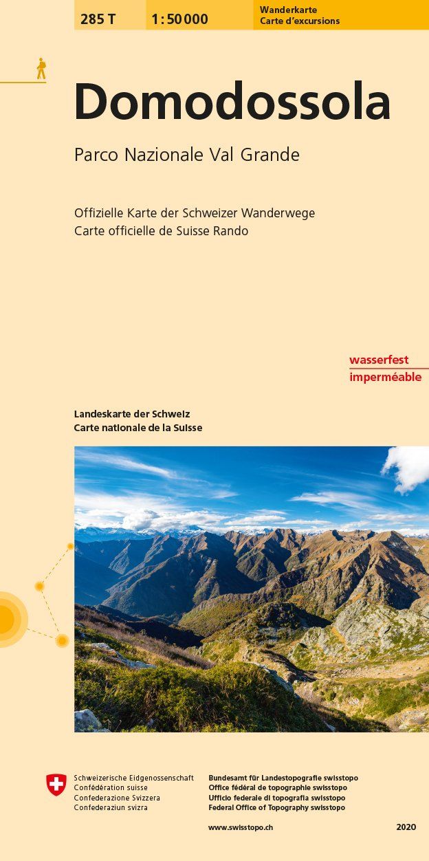 Carte de randonnée n° 285T - Domodossola (Suisse) | Swisstopo - Excursions au 1/50 000 carte pliée Swisstopo 
