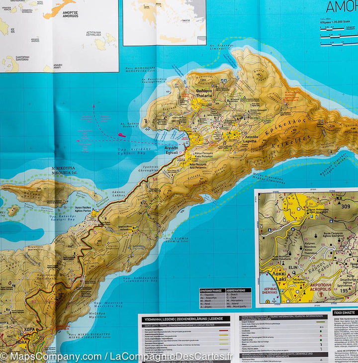 Carte de randonnée n° 314 - Ile d'Amorgos (Grèce) | Terrain Cartography carte pliée Terrain Cartography 