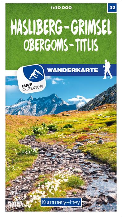 Carte de randonnée n° 32 - Hasliberg, Grimsel, Obergoms, Titlis (Suisse) | Kümmerly & Frey-1/40 000 carte pliée Kümmerly & Frey 